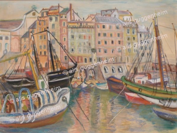 Camogli mit schwarzem Schiff