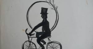 Kaminfeger auf Fahrrad
