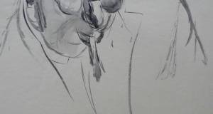Männerportrait mit Brille und Zigarette rauchend