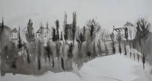 Landschaft mit Häusern (Muzzano?)