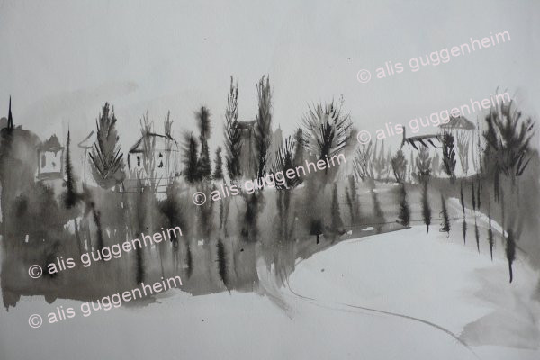 Landschaft mit Häusern (Muzzano?)