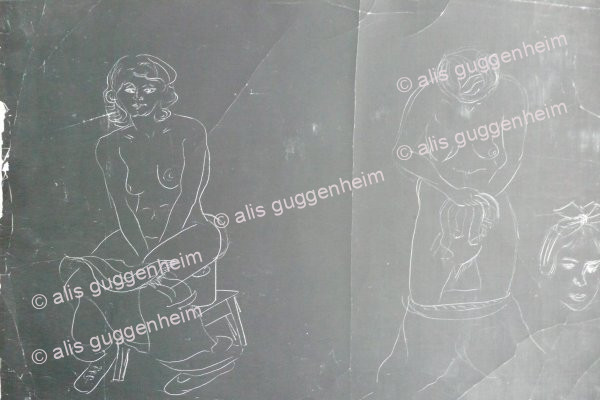 Zwei weibliche Figuren bei der Toilette