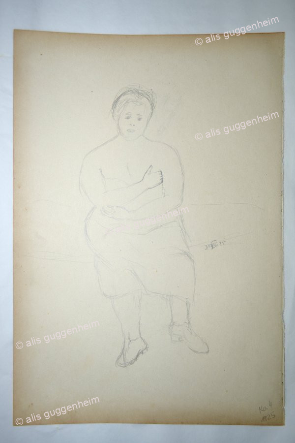 Sitzende Frau mit nacktem Oberkörper