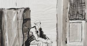 Sitzender Mann mit Mütze