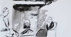 Mann und Frau am Kamin
